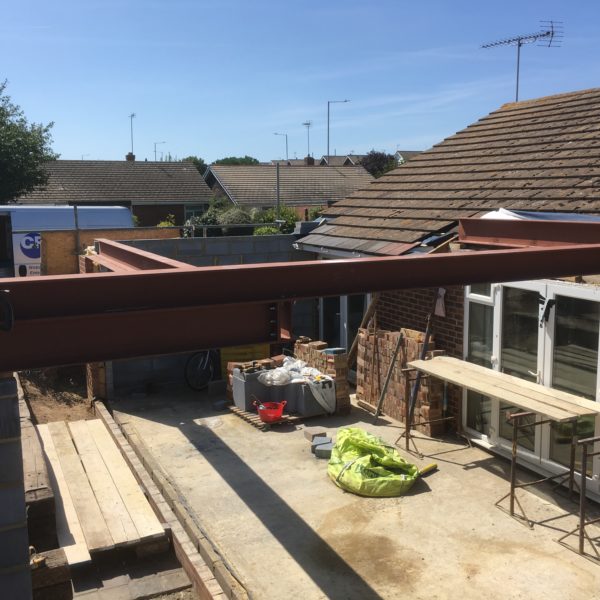 Steel beams for lounge extension, Margate Kent 