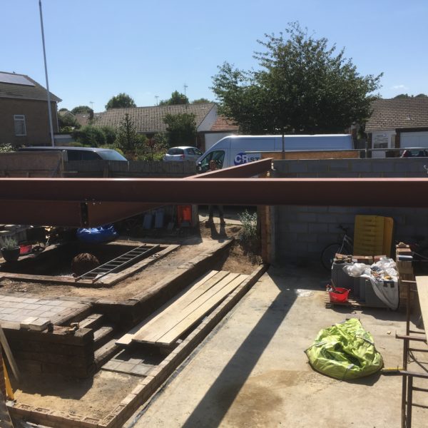 Steel Frame construction for rear of house extension, Margate Kent 